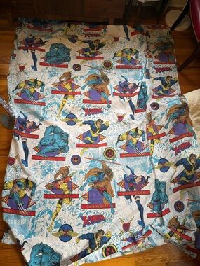 Vintage 90s X Men Flat Sheets, Size Twin, Marvel Comics Bedding Fabric 1994